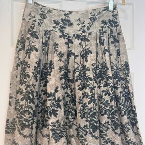 Odille Dark Teal and Shades Grey Floral full A-Line Skirt